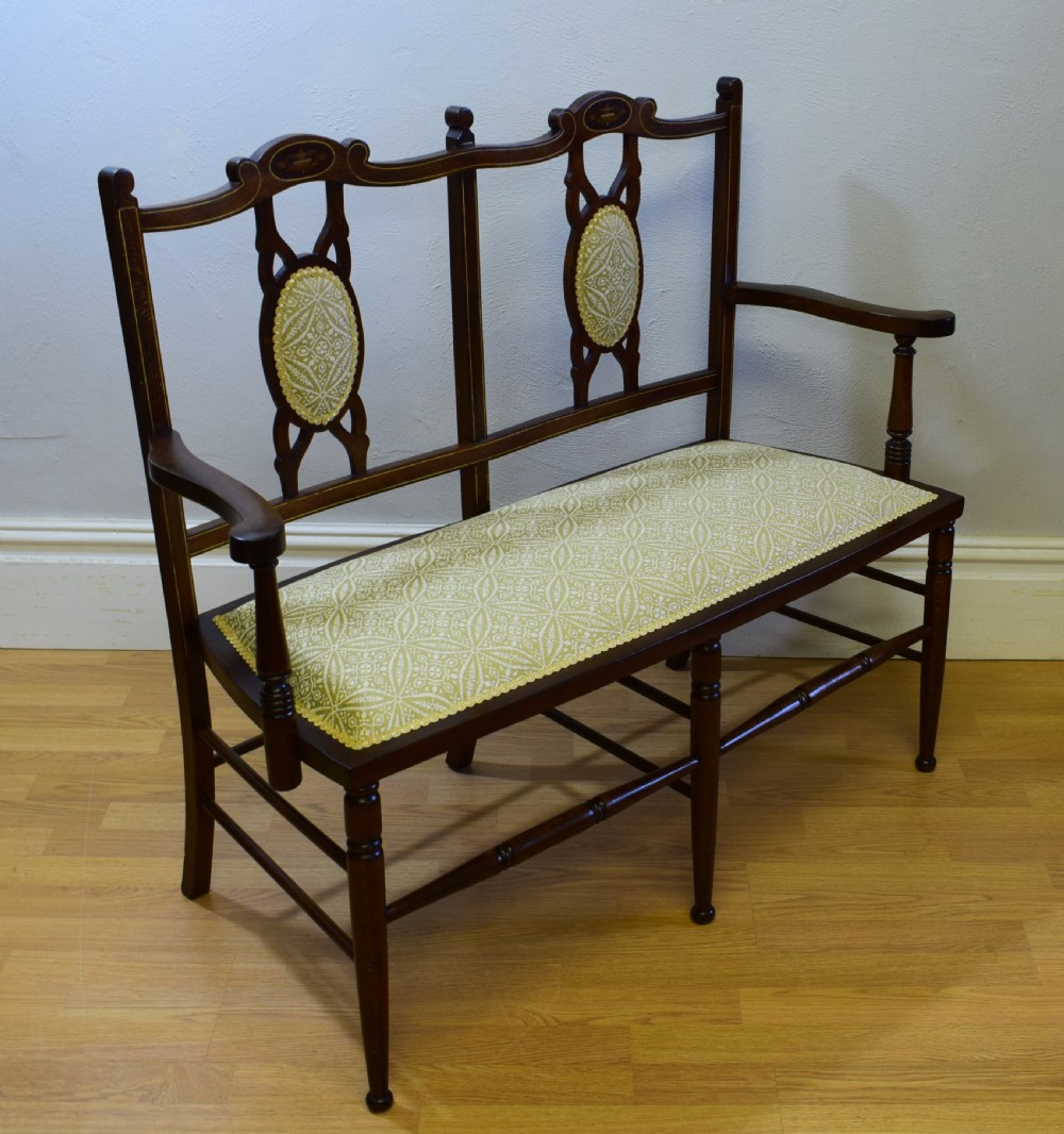 Antique Edwardian Inlaid Sofa View X