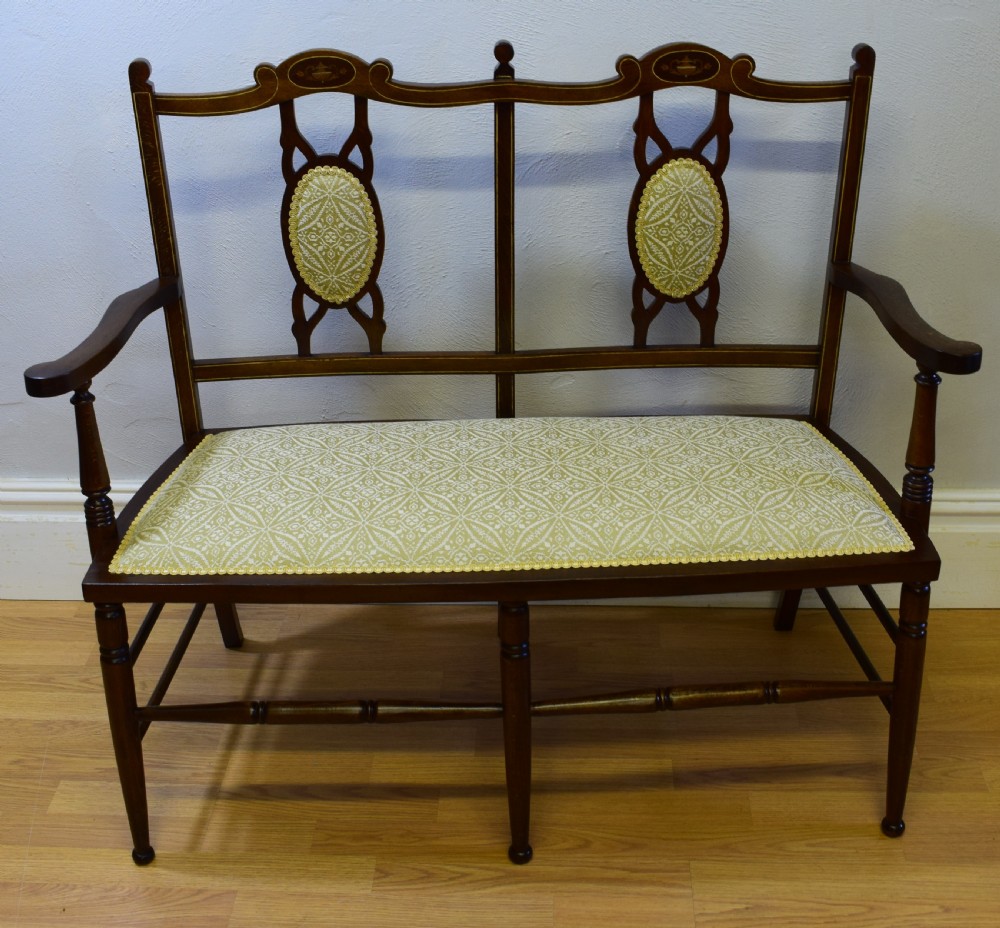 Antique Edwardian Inlaid Sofa View XIII