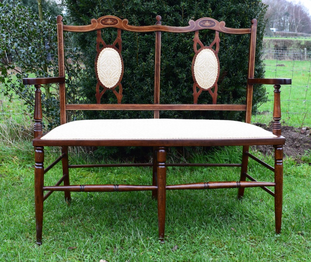 Antique Edwardian Inlaid Sofa View XIV