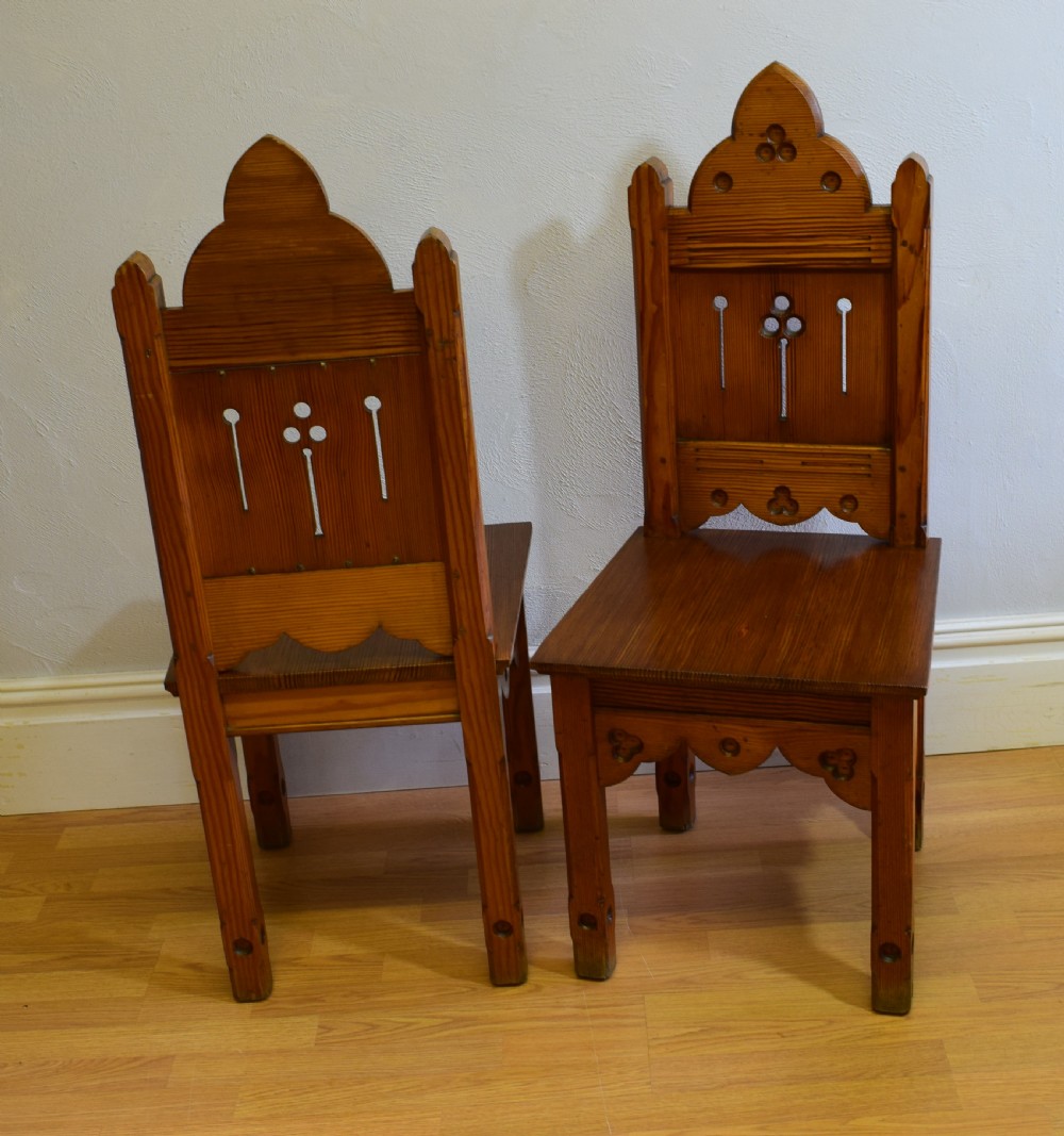  Victorian Pair of Gothic Hall Chairs View II