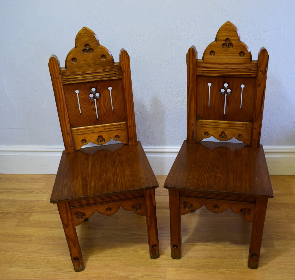  Victorian Pair of Gothic Hall Chairs View VI