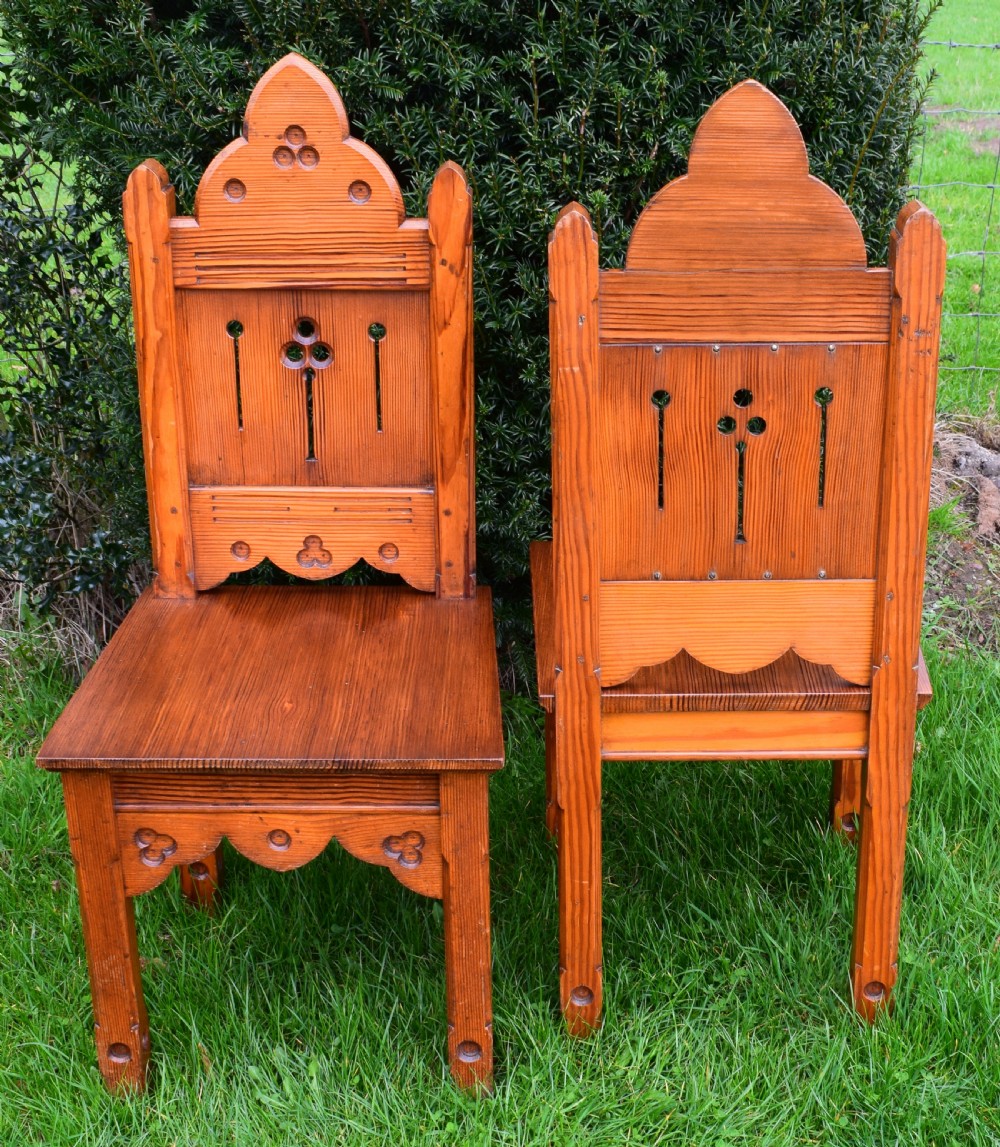  Victorian Pair of Gothic Hall Chairs View XI