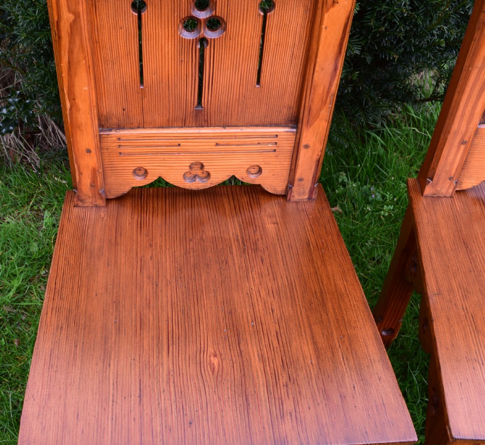  Victorian Pair of Gothic Hall Chairs View XIII