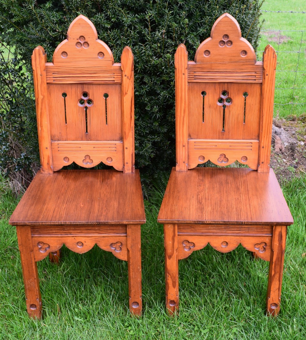  Victorian Pair of Gothic Hall Chairs View XIV