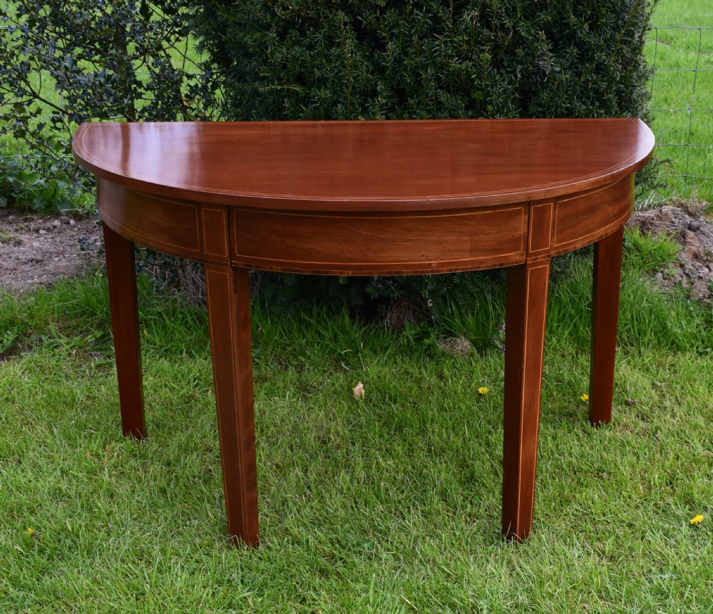 Antique English Georgian Period Demi-Lune Table (Circa 1800) View XIV