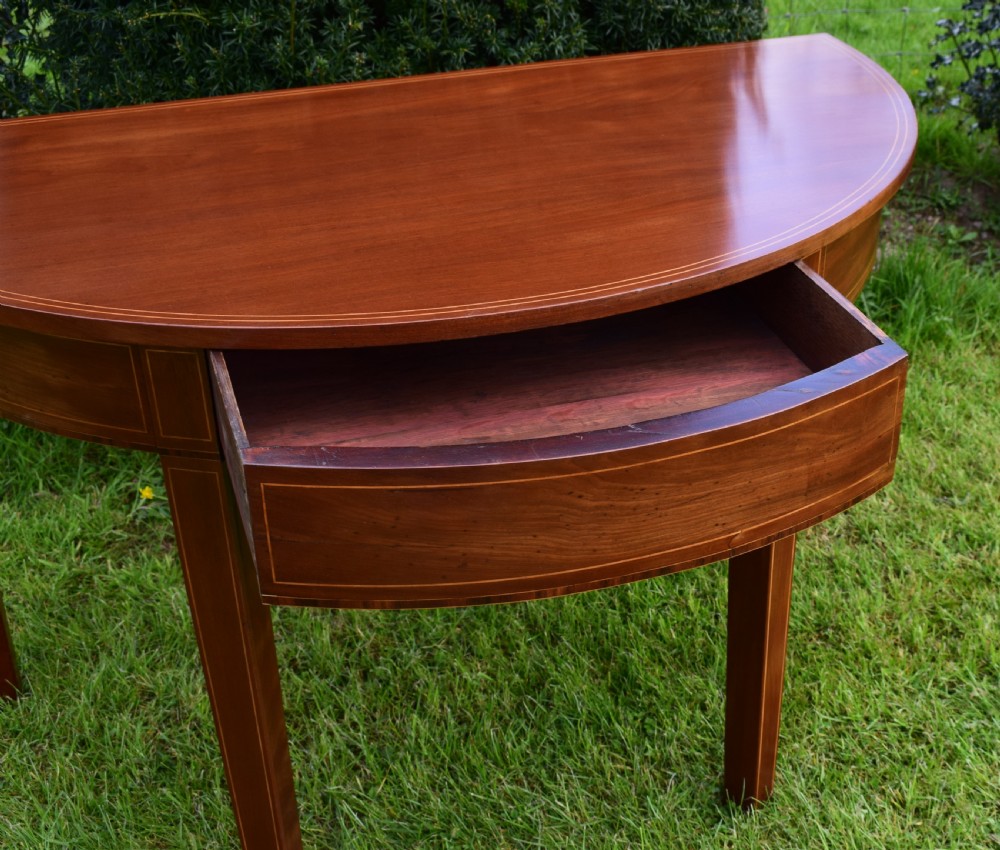 Antique English Georgian Period Demi-Lune Table (Circa 1800) View XV