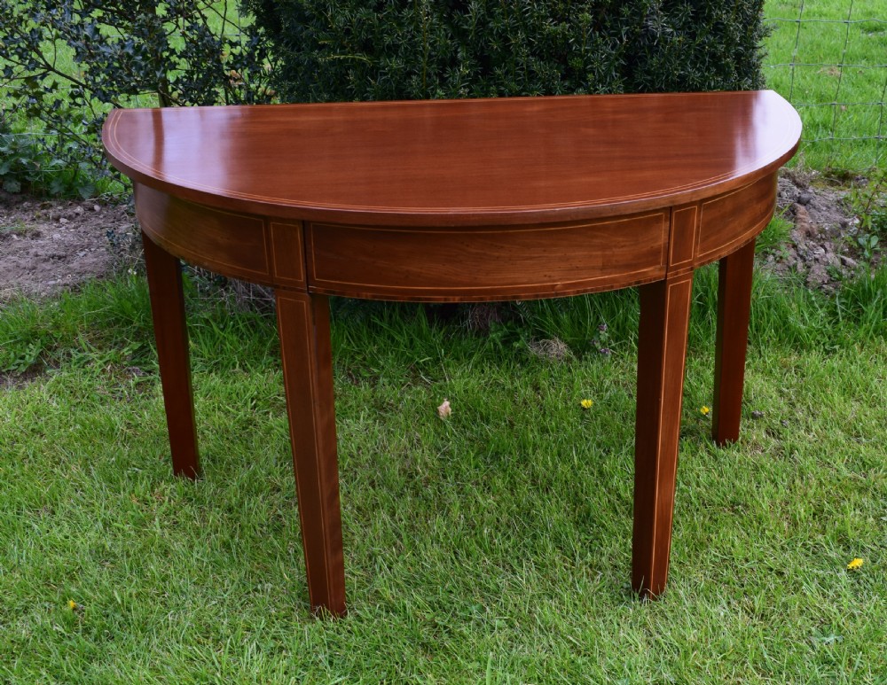 Antique English Georgian Period Demi-Lune Table (Circa 1800) View XVIII
