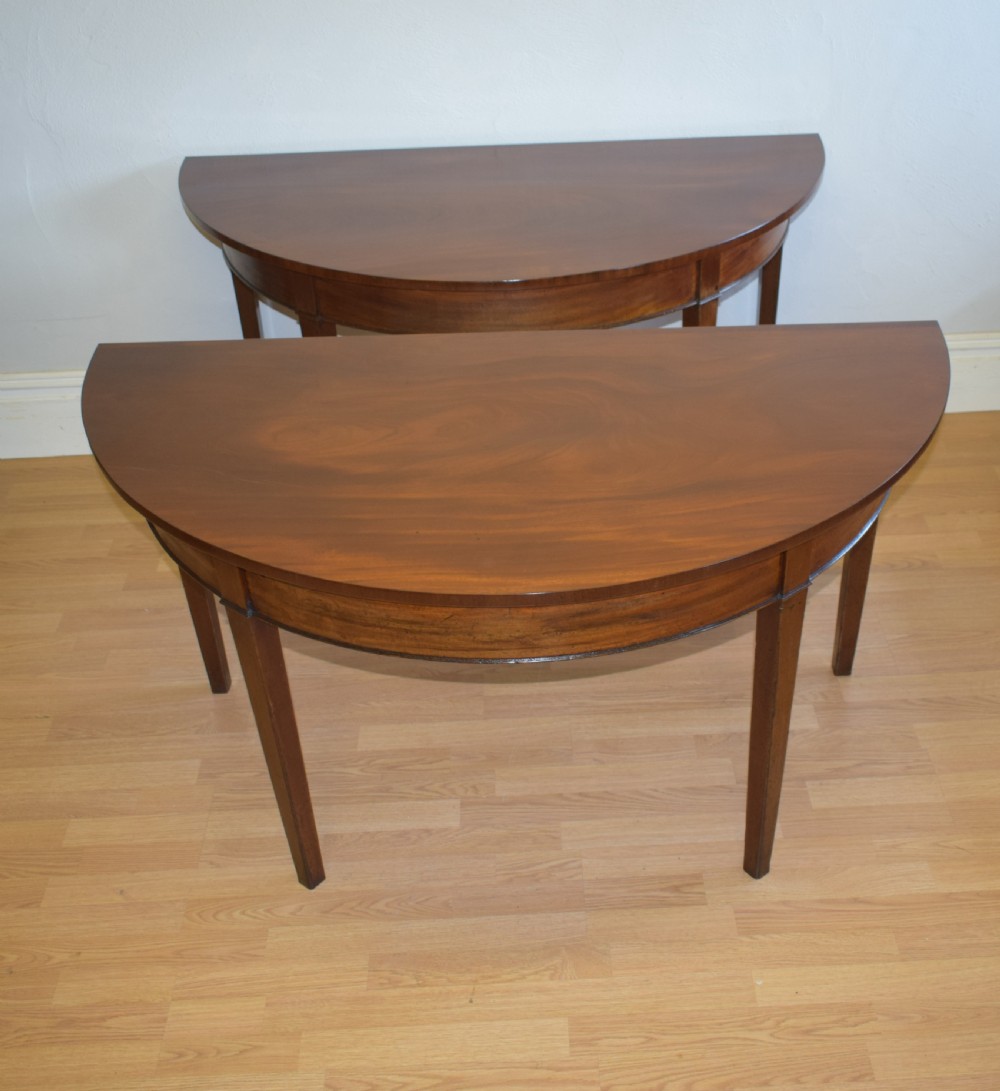 Antique Pair of Georgian Period Demi-Lune Tables (Circa 1800)