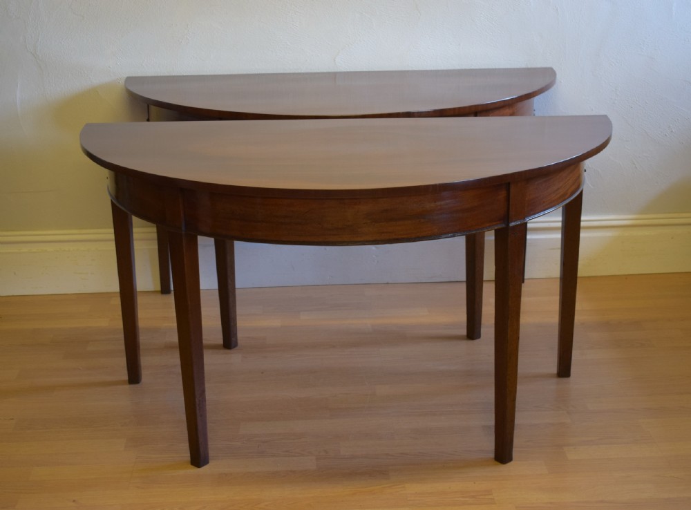 Antique Pair of Georgian Period Demi-Lune Tables (Circa 1800) View II