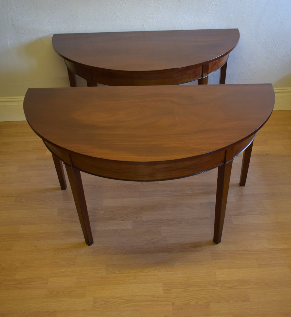 Antique Pair of Georgian Period Demi-Lune Tables (Circa 1800) View V