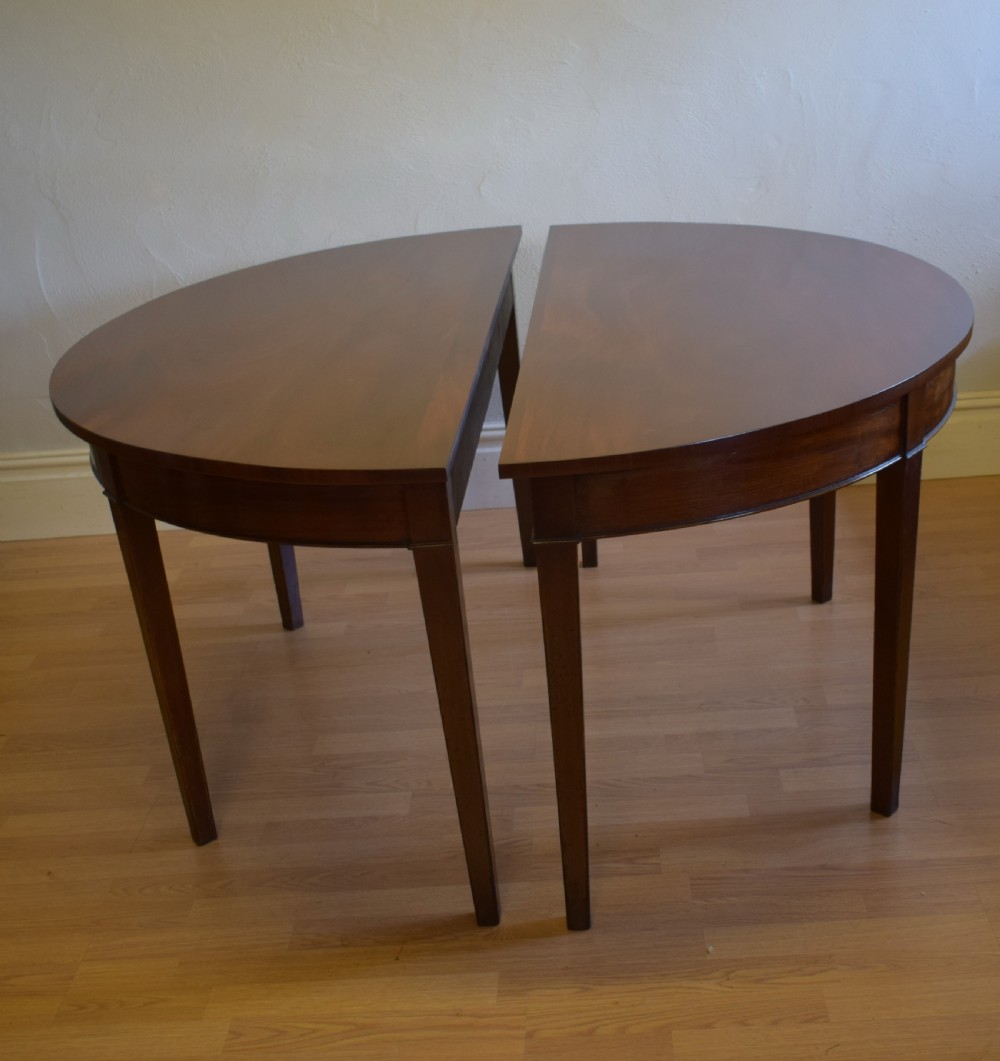 Antique Pair of Georgian Period Demi-Lune Tables (Circa 1800) View VII