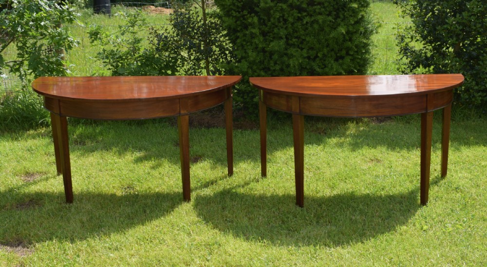 Antique Pair of Georgian Period Demi-Lune Tables (Circa 1800) View X