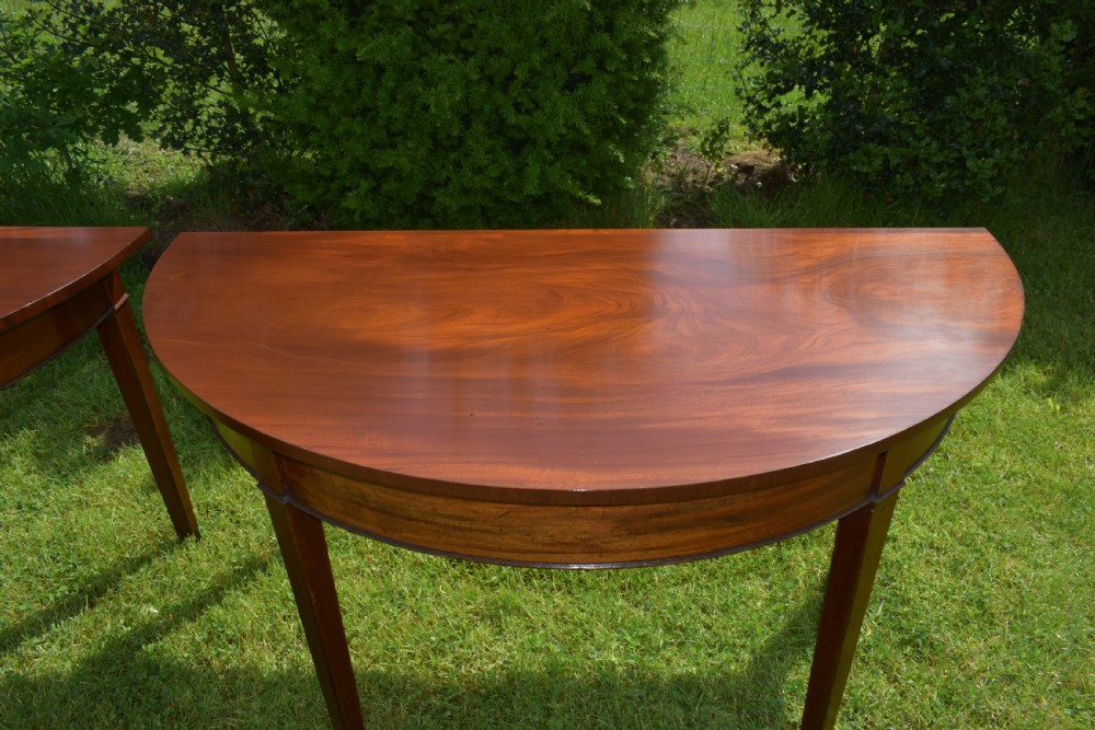Antique Pair of Georgian Period Demi-Lune Tables (Circa 1800) View XI