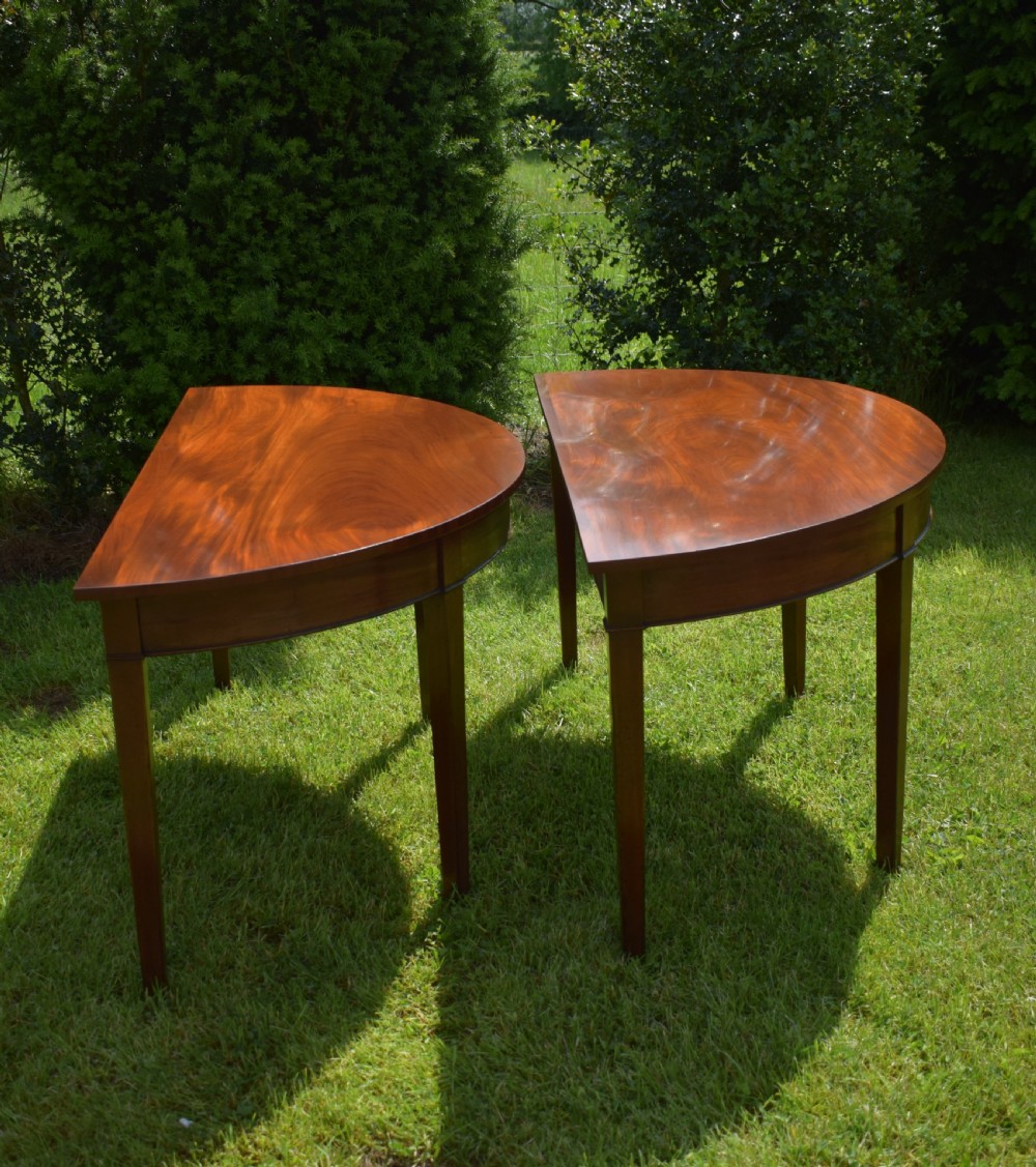 Antique Pair of Georgian Period Demi-Lune Tables (Circa 1800) View XIII