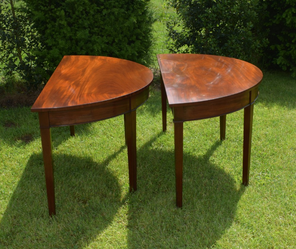 Antique Pair of Georgian Period Demi-Lune Tables (Circa 1800) View XIV