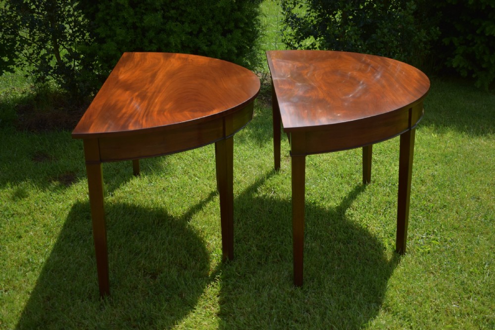 Antique Pair of Georgian Period Demi-Lune Tables (Circa 1800) View XV