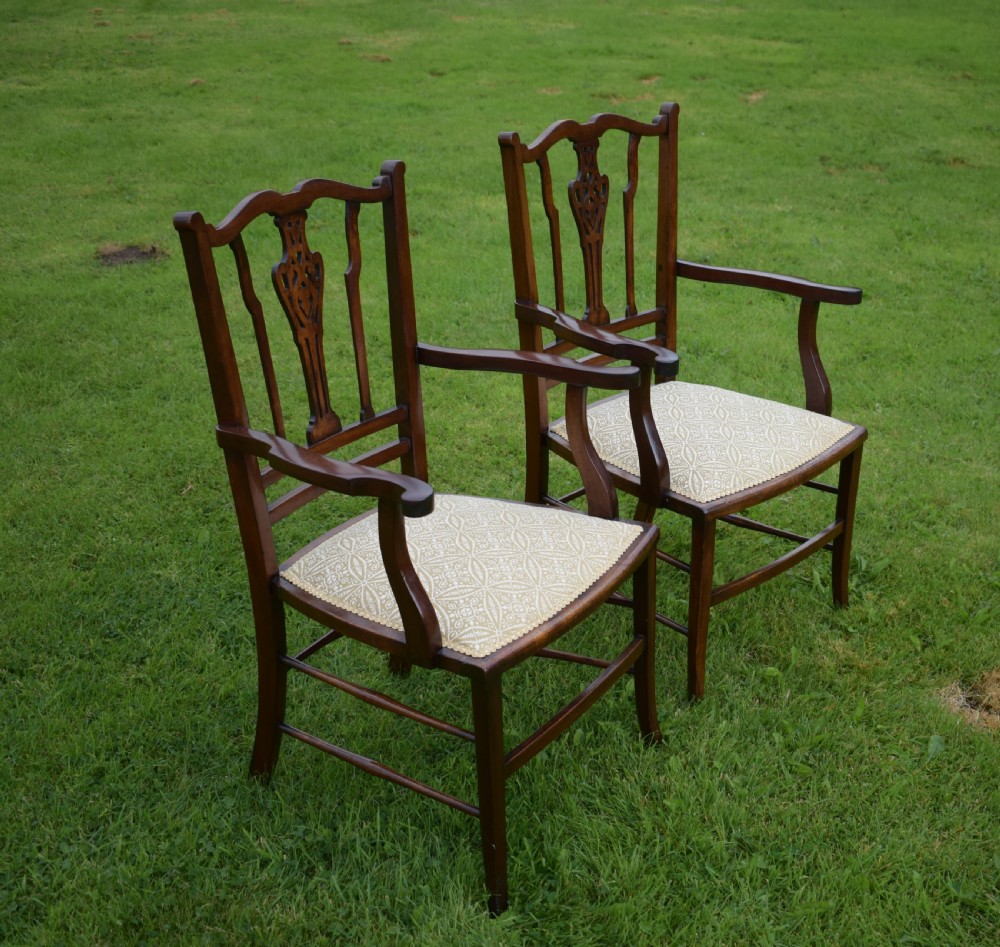 Antique English Edwardian Pair of Arm Chairs (Circa 1910) View IV