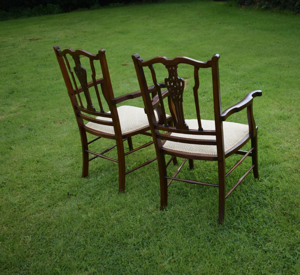 Antique English Edwardian Pair of Arm Chairs (Circa 1910) View V