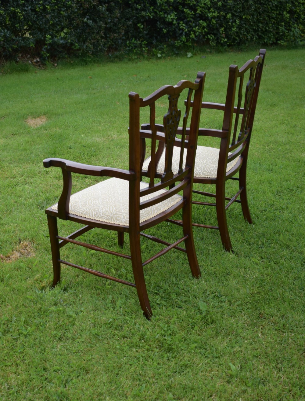 Antique English Edwardian Pair of Arm Chairs (Circa 1910) View VIII