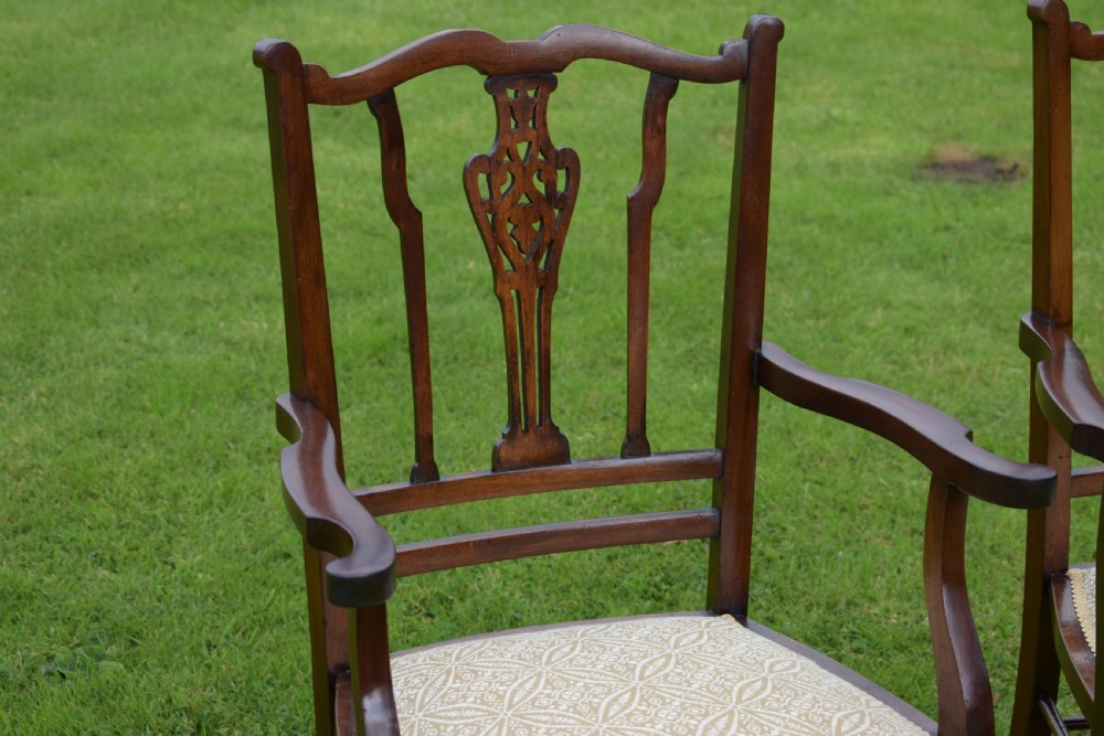 Antique English Edwardian Pair of Arm Chairs (Circa 1910) View X