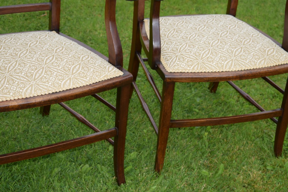 Antique English Edwardian Pair of Arm Chairs (Circa 1910) View XI