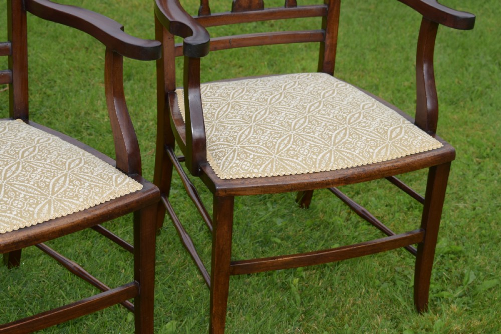 Antique English Edwardian Pair of Arm Chairs (Circa 1910) View XII