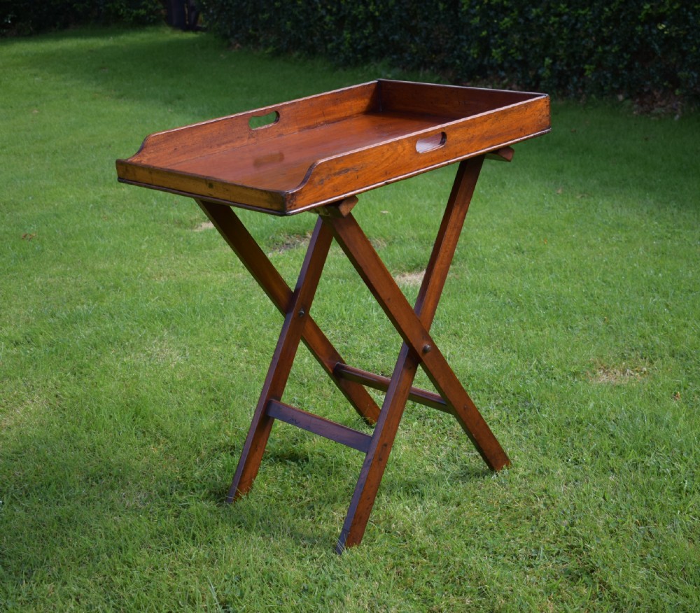 Antique English Butlers Tray on Stand (Circa 1850) View II