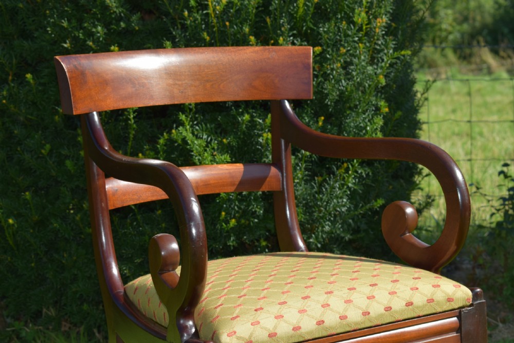 Antique English Early Victorian Arm Chair in Mahogany (Circa 1840's) View VI