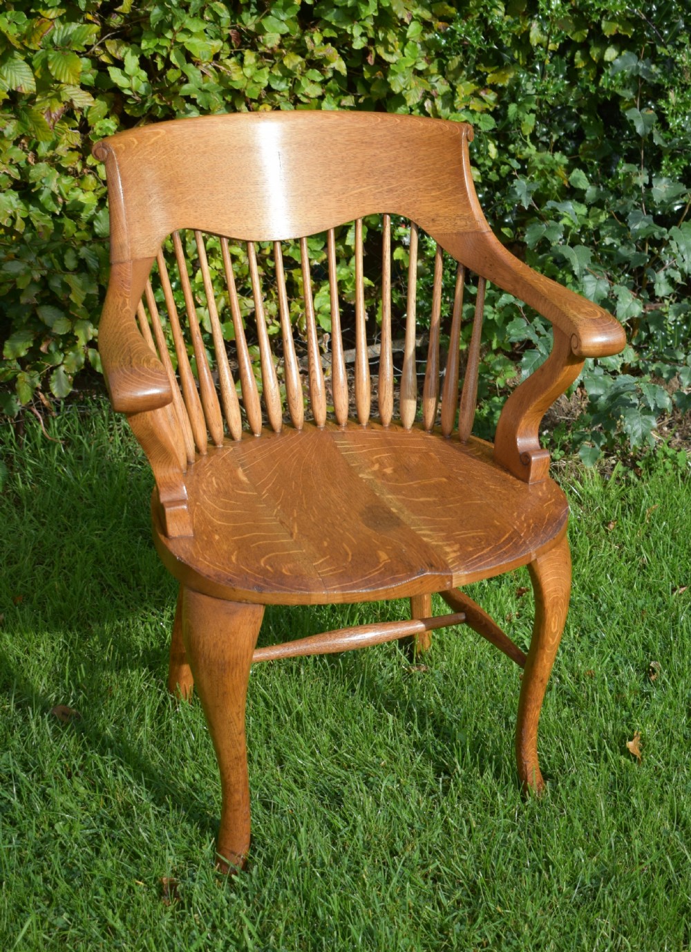 Antique English Victorian Desk Chair in Oak View II