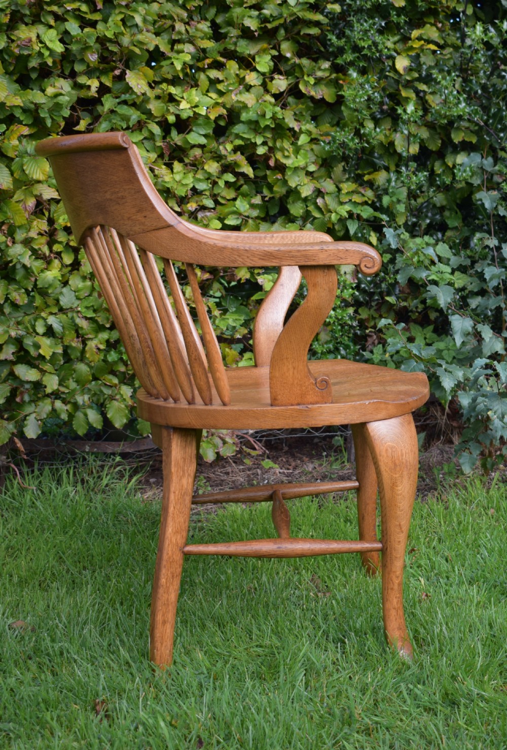 Antique English Victorian Desk Chair in Oak View IV