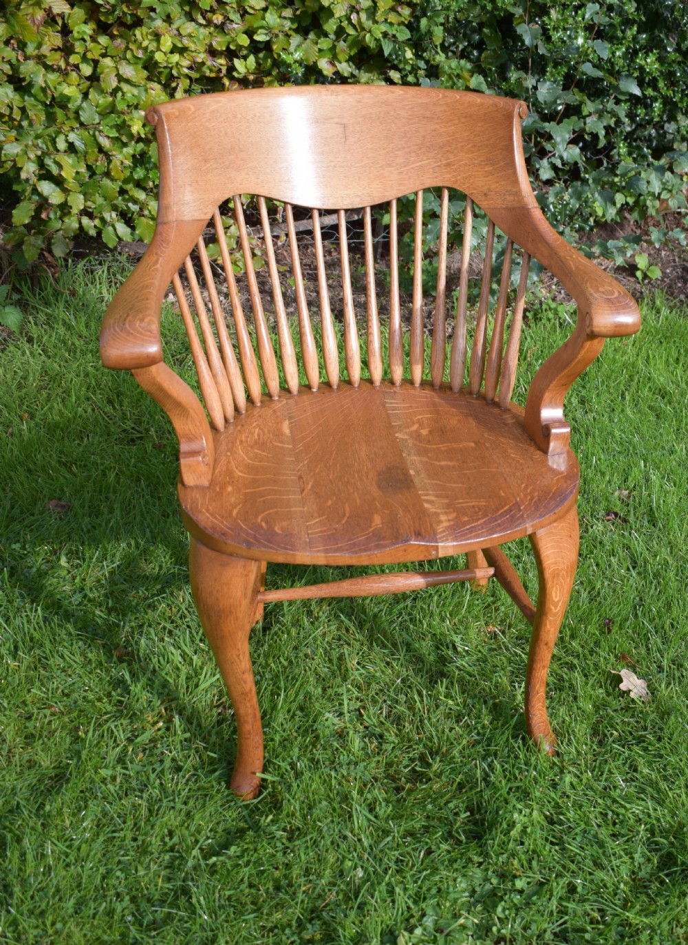 Antique English Victorian Desk Chair in Oak View VI