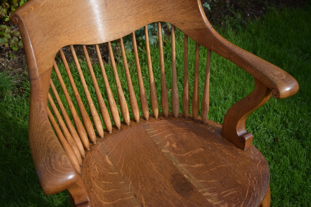 Antique English Victorian Desk Chair in Oak View VIII