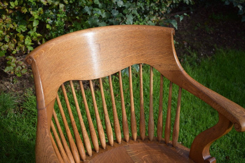 Antique English Victorian Desk Chair in Oak View IX