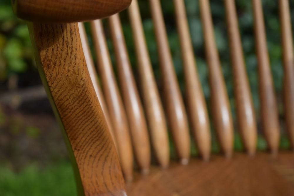 Antique English Victorian Desk Chair in Oak View XII
