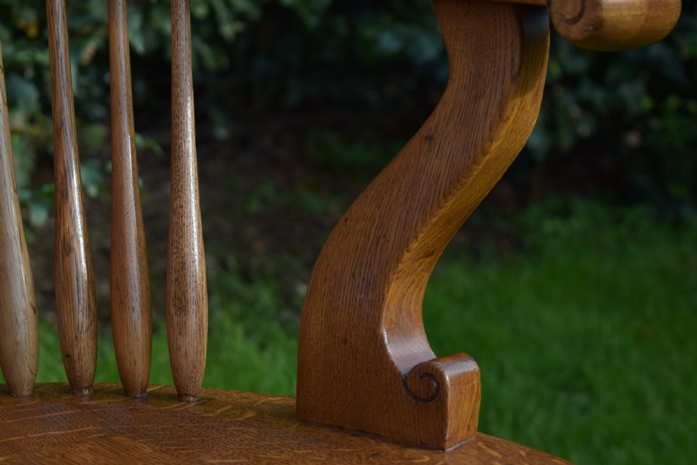 Antique English Victorian Desk Chair in Oak View XIII