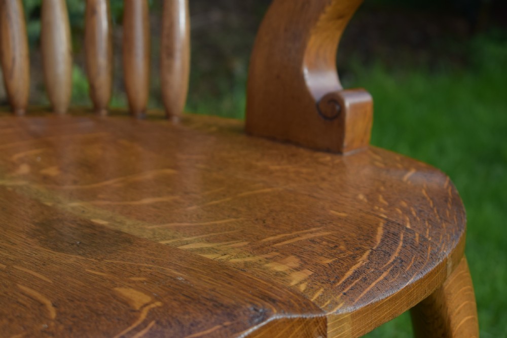 Antique English Victorian Desk Chair in Oak View XIV