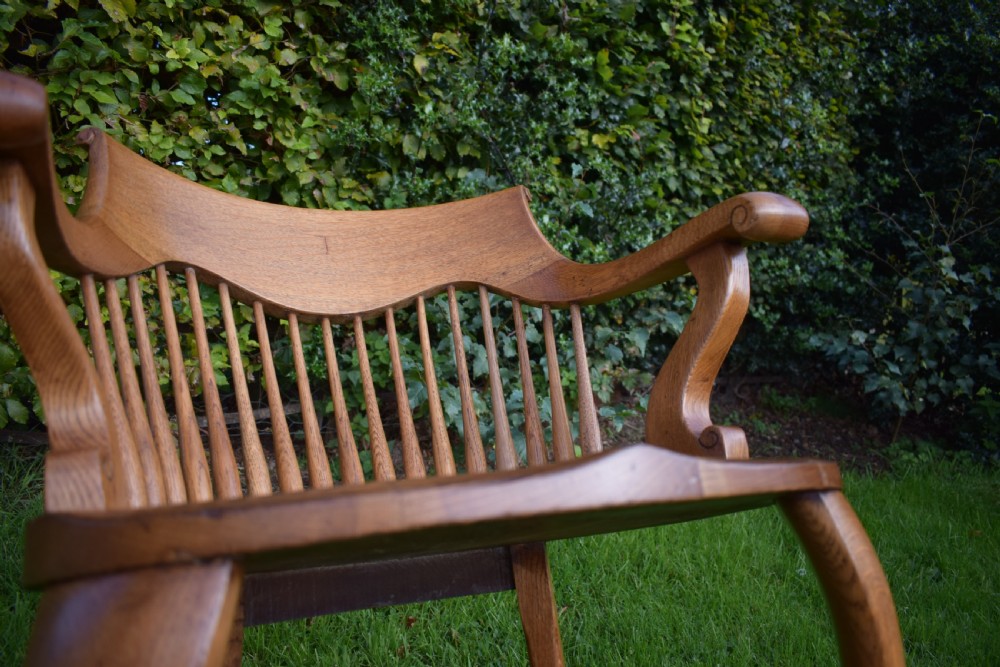 Antique English Victorian Desk Chair in Oak View XVII