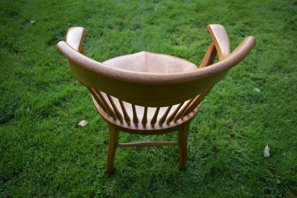 Antique English Victorian Desk Chair in Oak View XVIII