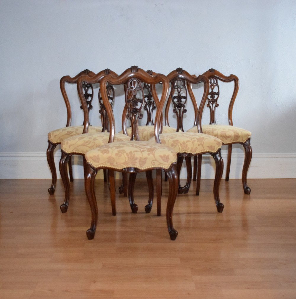 Antique set of 6 English Walnut Dining Chairs View II
