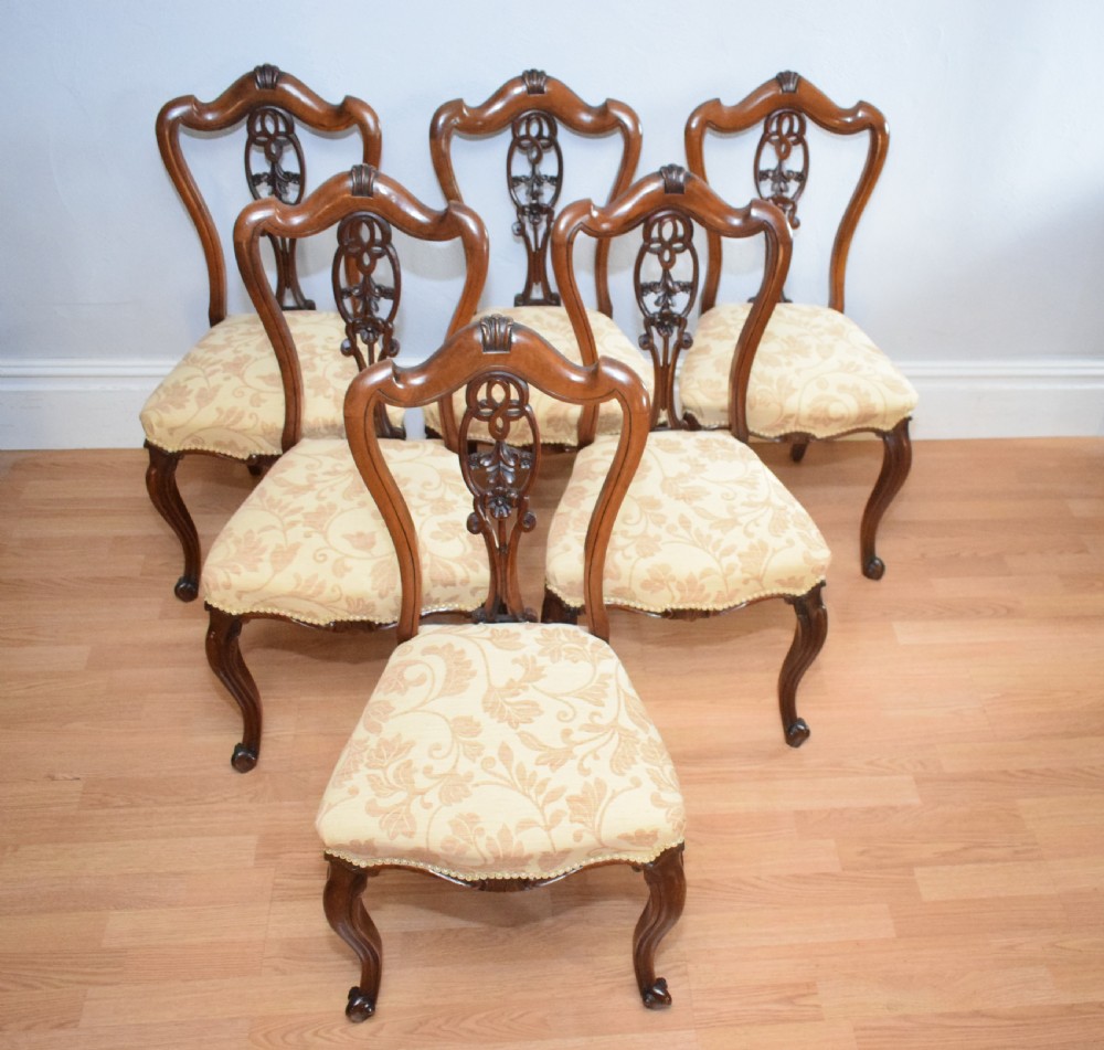 Antique set of 6 English Walnut Dining Chairs View V