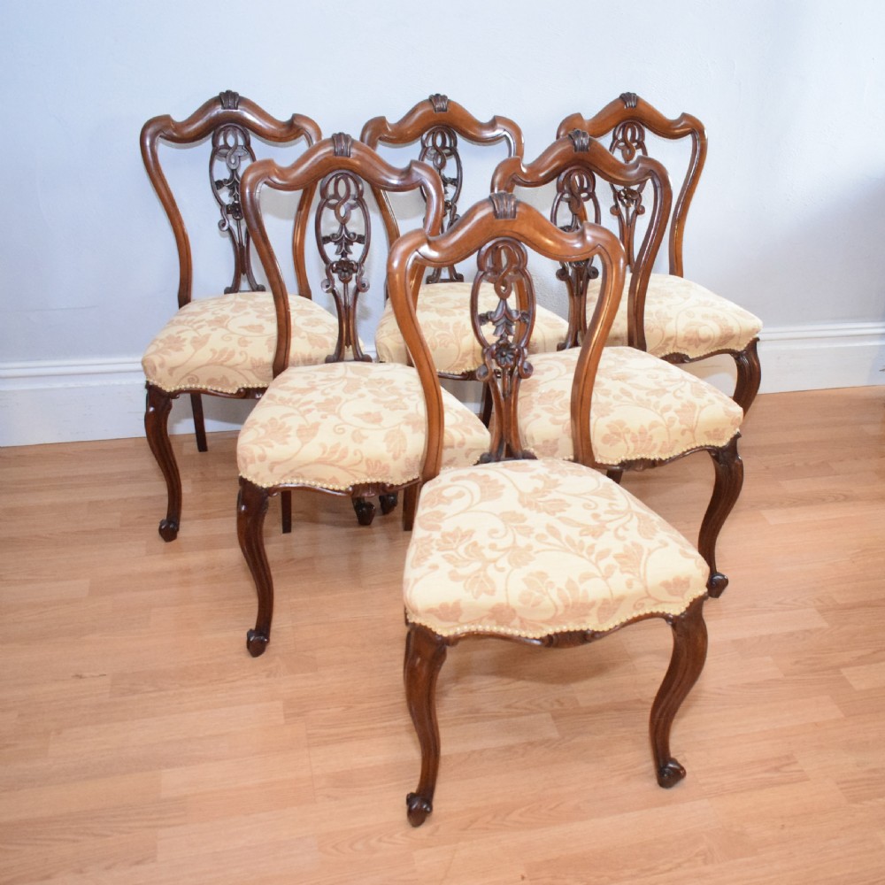 Antique set of 6 English Walnut Dining Chairs View VI