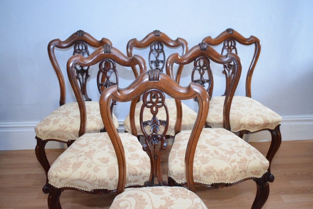 Antique set of 6 English Walnut Dining Chairs View VII