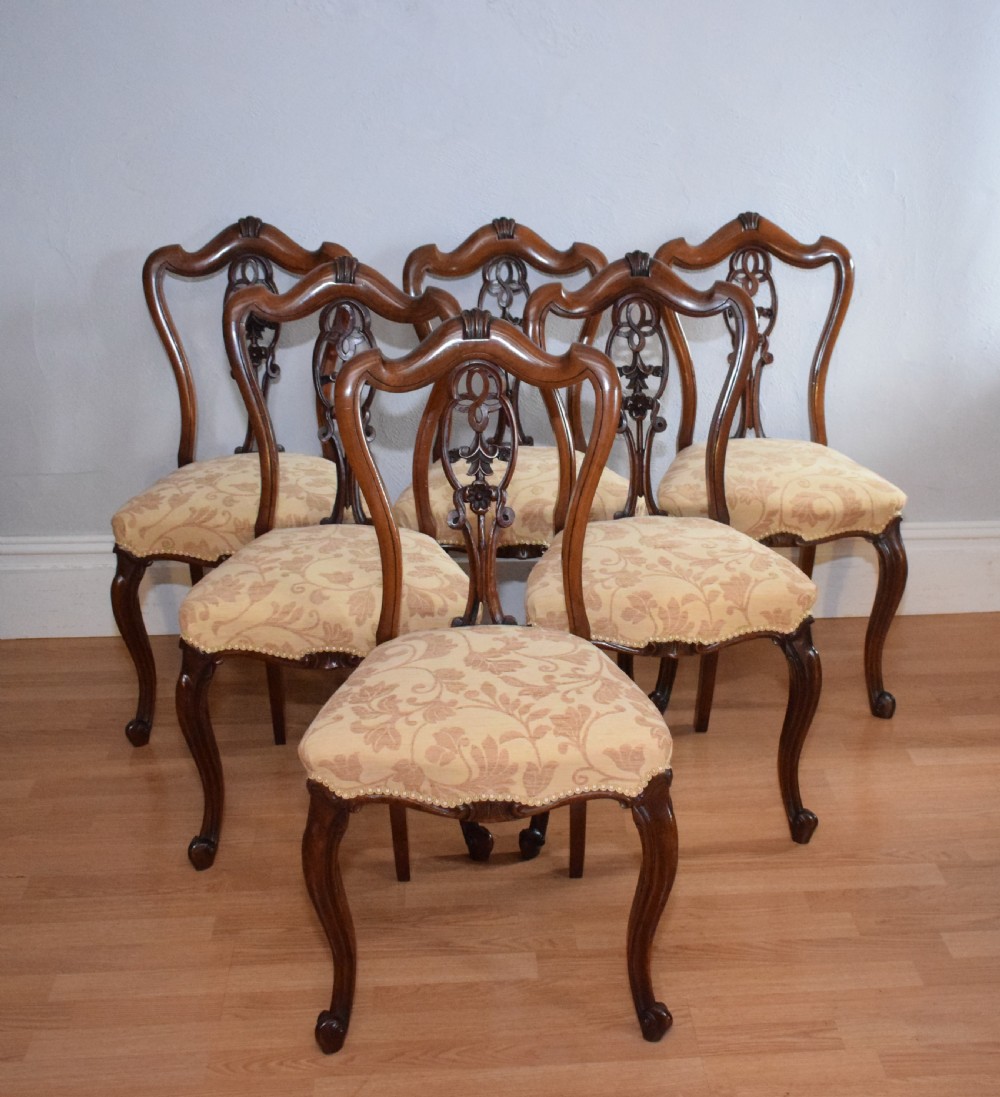 Antique set of 6 English Walnut Dining Chairs View VIII