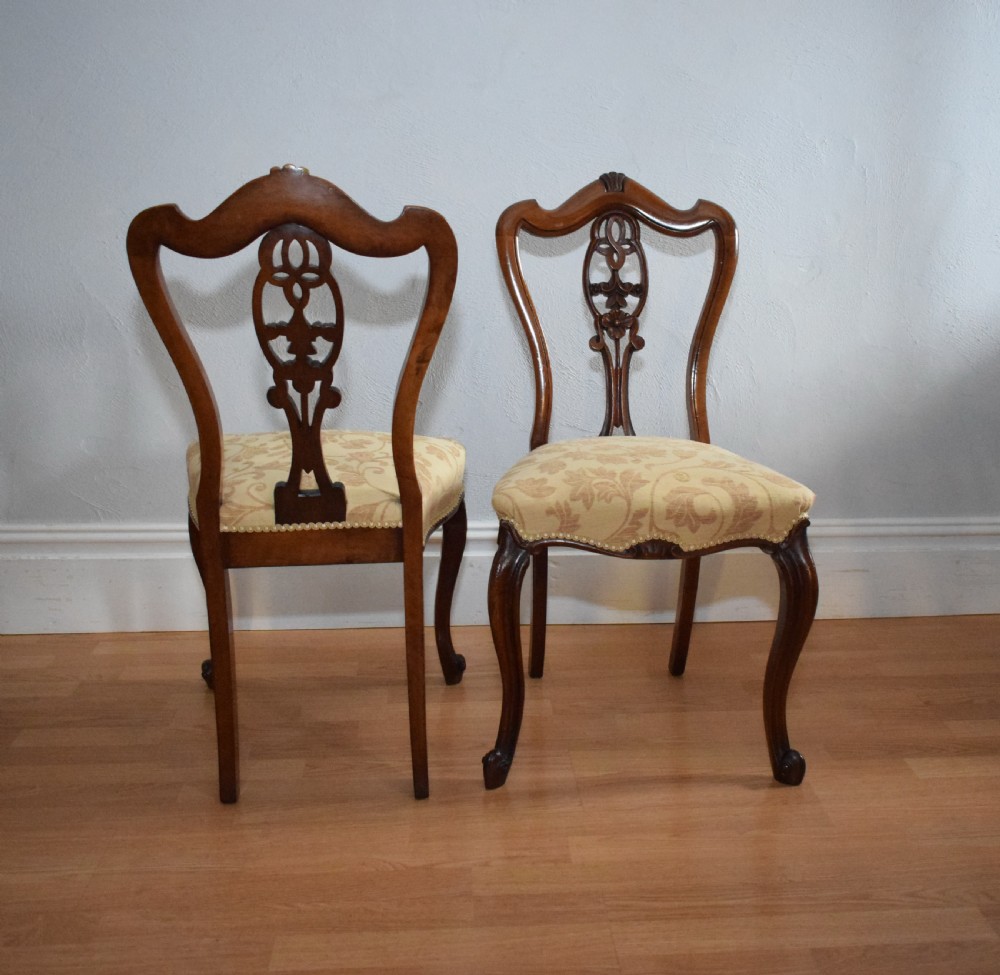 Antique set of 6 English Walnut Dining Chairs View XIV