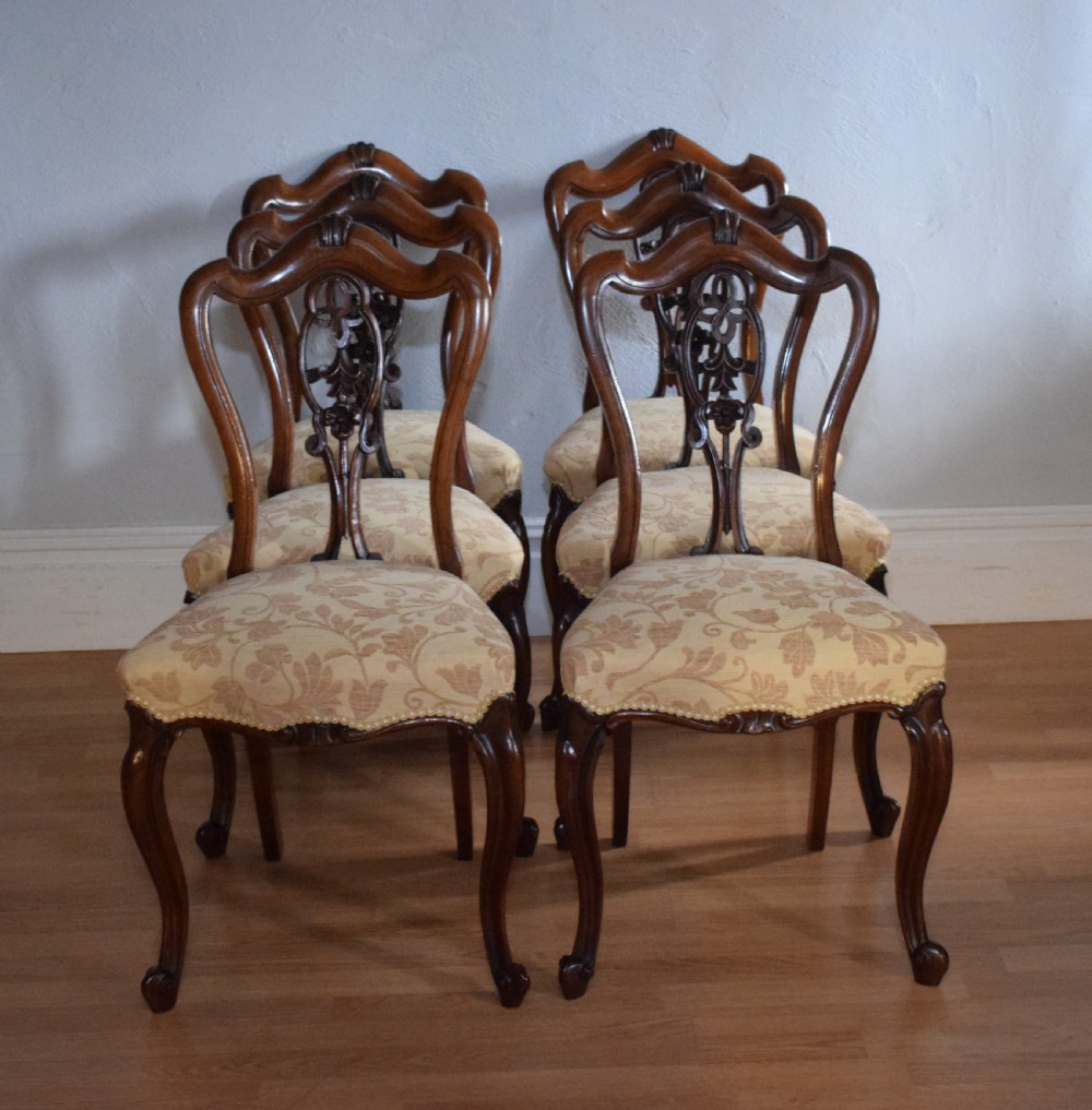 Antique set of 6 English Walnut Dining Chairs View XXIV