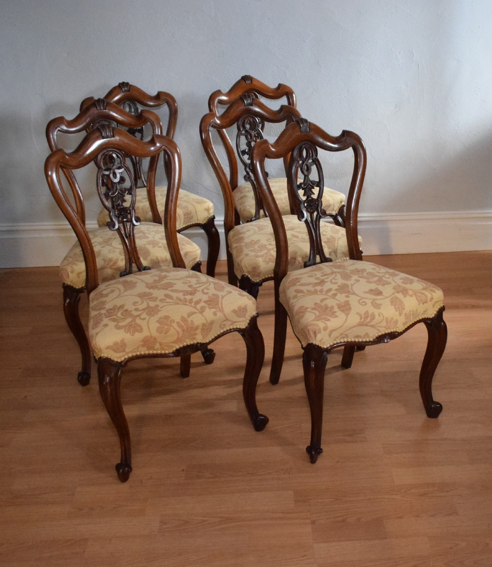 Antique set of 6 English Walnut Dining Chairs View XXV