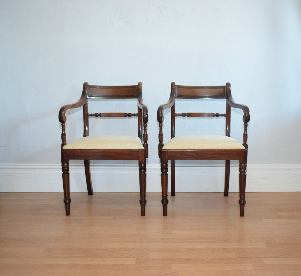 Antique Pair of Regency Arm Chairs View II