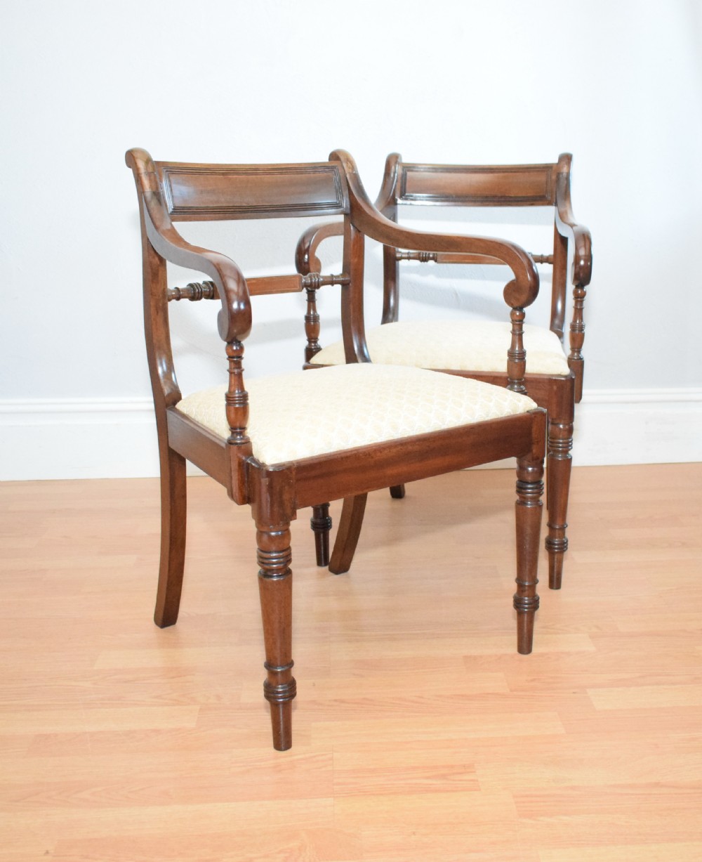 Antique Pair of Regency Arm Chairs View XI