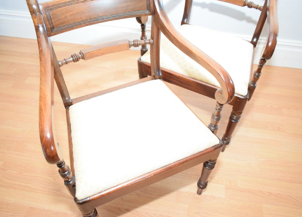 Antique Pair of Regency Arm Chairs View XIII