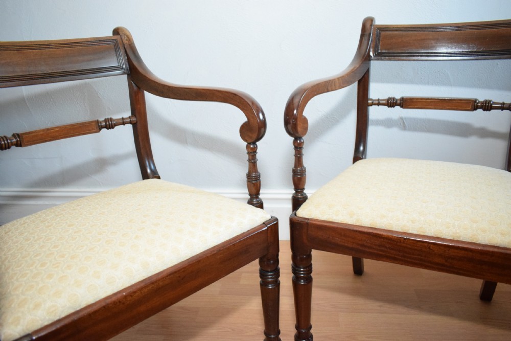 Antique Pair of Regency Arm Chairs View XV